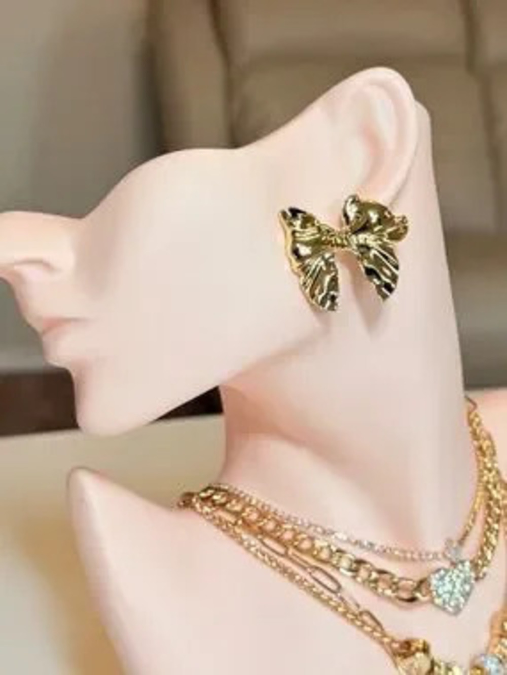 Gold Bow Statement Earrings